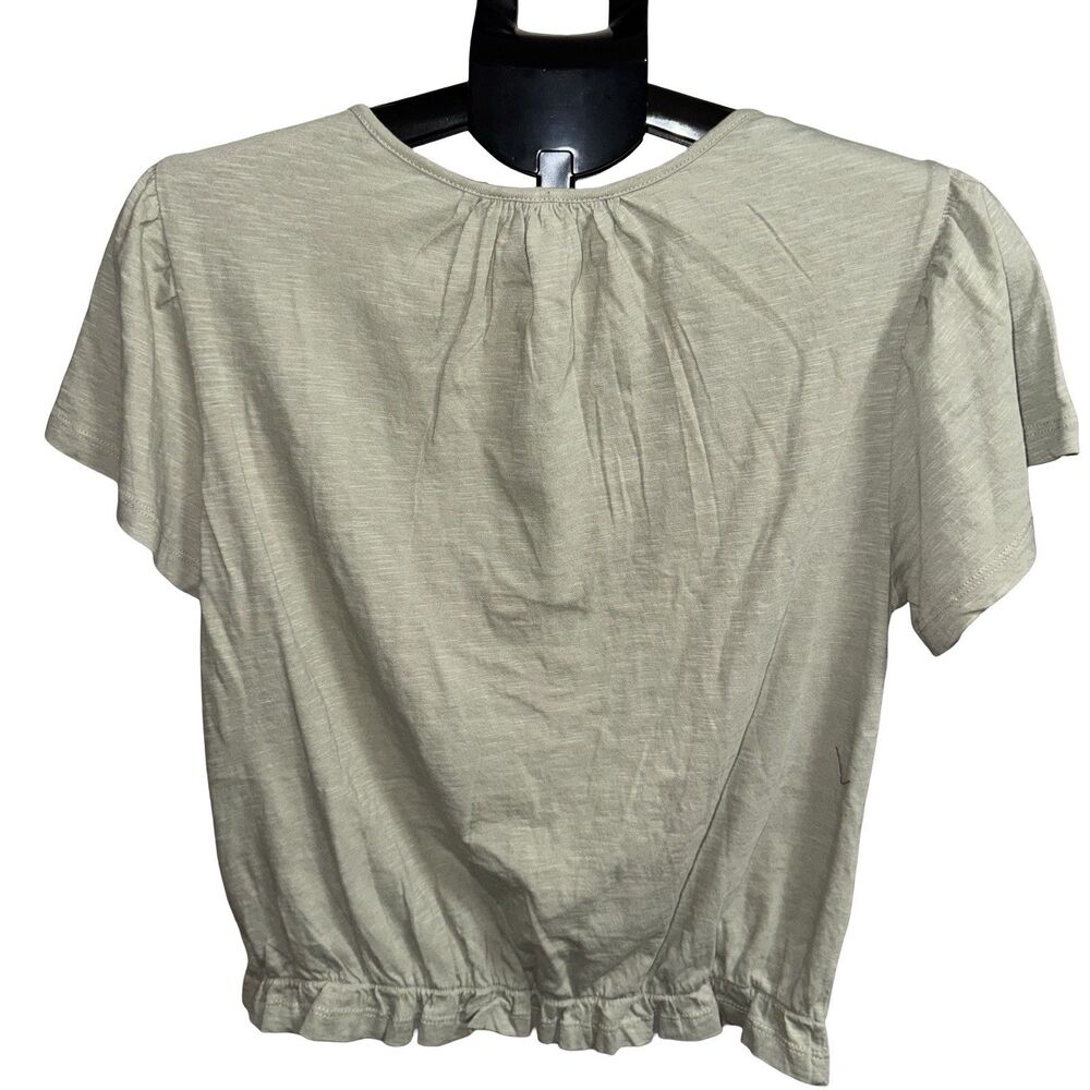 NWT Lucky Brand Top Medium Blouse Green Cotton Lace Short Sleeve Peasant Boho - Picture 5 of 14